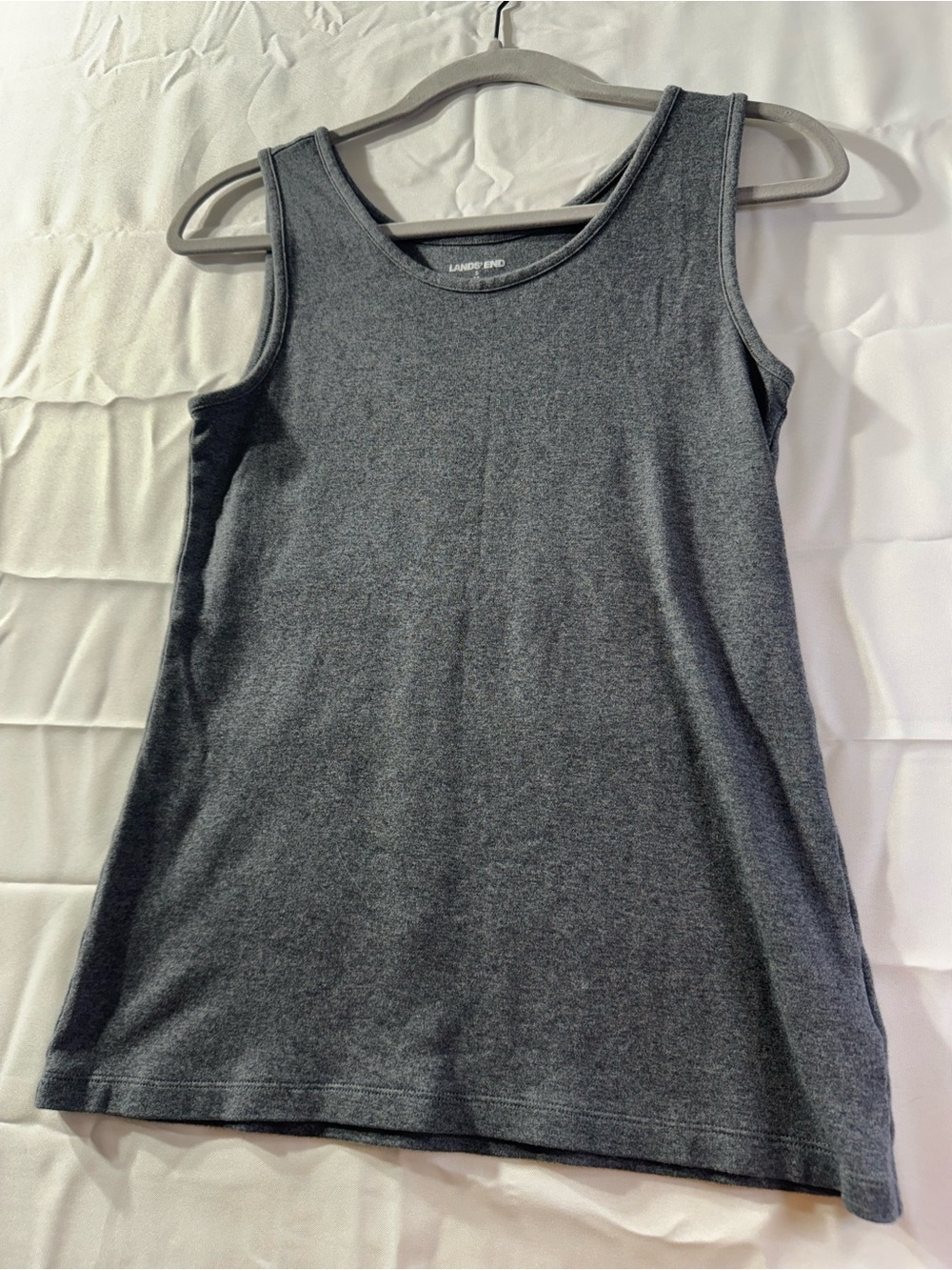 Lands' End Soft Heather Gray Crew Neck Tank Top